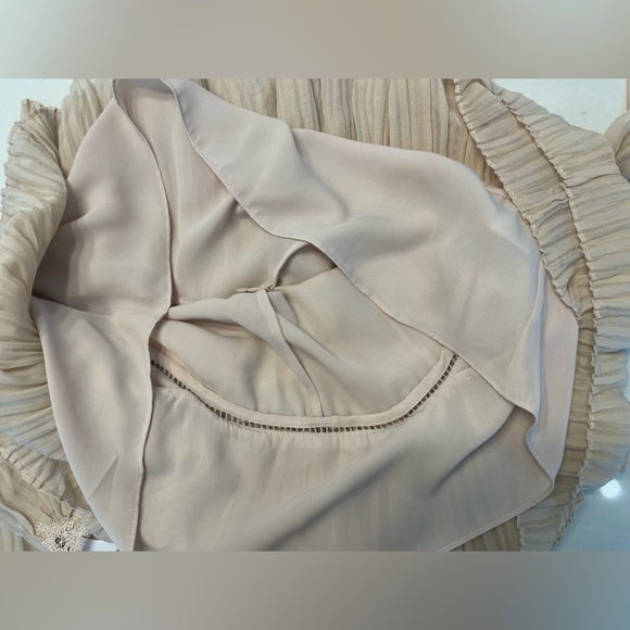 JONATHAN SIMKHAI Ruffle Trim Tiered Hem Stripe Silk Georgette Dress - NE… - Picture 13 of 15